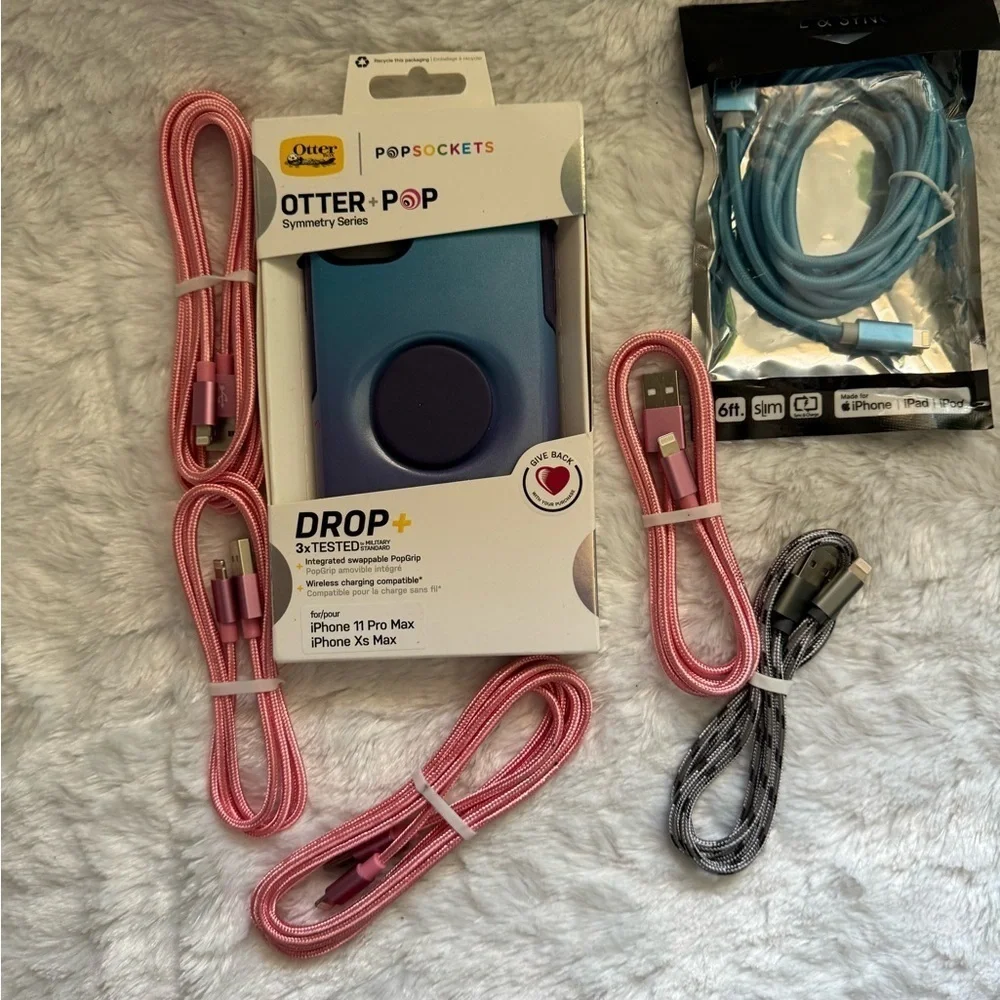 New Otterbox Symmetry Series case and 6 charging cables for a IPhone 11 Pro Max